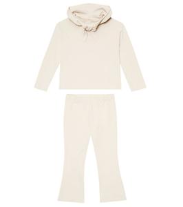 Комплект из хлопковой толстовки с капюшоном и спортивных штанов Il Gufo, Sesame