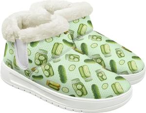 Женские зимние ботинки JoyLamoria с фруктовым принтом, пушистые, короткие, с утеплителем, модные, для походов и активного отдыха на природе, Cucumber Pattern