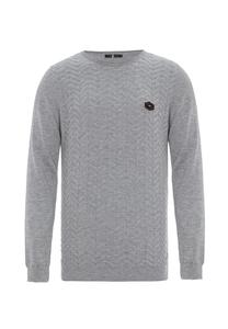 Вязаный свитер с тонким узором вязки Cipo & Baxx, серый