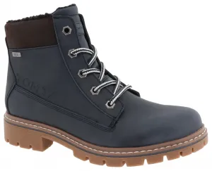 Ботинки TOM TAILOR на шнуровке с мягким краем голенища; Комфортная ширина G, джинсовый