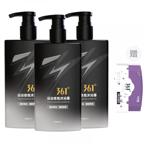 Мужской гель для душа 361°, algae soft skin fragrance shower gel 300ml*3+free wipes 12 pcs*1 pack