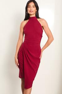 Асимметричное облегающее платье с халтер воротом Lipsy, красный