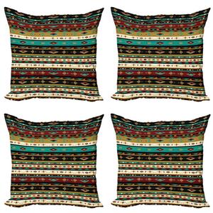 ABAKUHAUS Этнический комплект чехлов для подушек (4 предмета), тематический фольклорный мотив, современная двусторонняя цифровая печать, 60 см x 60 см, многоцветный