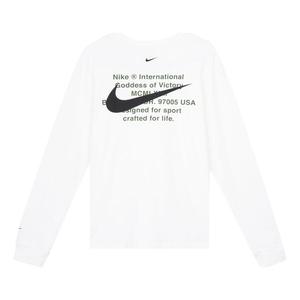 Футболка Nike MENS Swoosh Casual Sports Double-Hook Crew-neck Long Sleeve White, белый