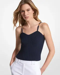 Женская майка в рубчик Michael Michael Kors, темно-синий