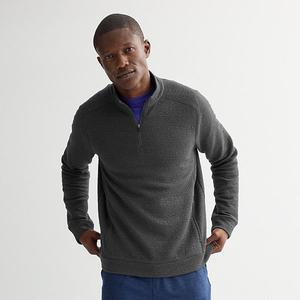 Мужская текстурированная полоска 1/4 zip Flx, Black Heather