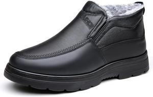 Зимние мужские ботинки, теплые слипоны для снега, с меховой подкладкой Qacksv, черный