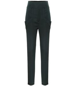 Шерстяные брюки Padme с высокой талией Isabel Marant, Dark Green