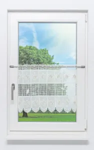 Штора cafe с декоративным цветком (Ш x В) 110,5 см * 45 см бежевый/светло-бежевый Lysel