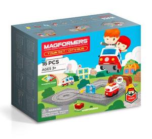 Набор магнитных блоков Город - Автобус 16 элементов Magformers