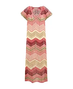 Длинное остроносое платье с V-образным вырезом Akep, мультиколор