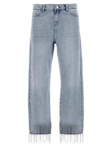 Джинсы с бахромой из страз KARL LAGERFELD, светло-голубой