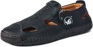 Мужские дышащие сандалии на пятке для повседневной прогулки, пляжа, удобные, легкие, противоскользящие, долговечные сандалии-лодочки для рыбака Generic, черный