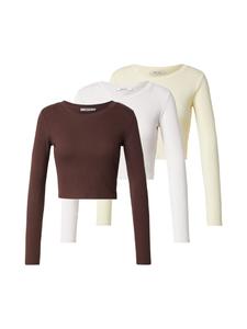 ABOUT YOU Лонгслив 'Loretta' в цветах Brown, Light Yellow, Natural White