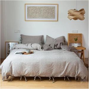 Generic Комплект постельного белья из хлопкового жаккарда ультрамягкий бохо с кубовым окрашиванием фактурный дышащий сине-серый