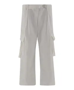 Хлопковые брюки с регулируемым поясом Tory Burch, белый