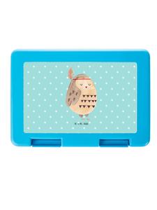 Mr. & Mrs. Panda Ланчбокс с украшением из совиных перьев, выполненным в бирюзовом пастельном цвете, без надписи