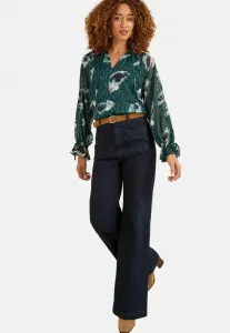 Блузка прямого кроя с принтом, присборенным вырезом и вырезом-лодочкой. Love & Roses, Teal Blue Animal