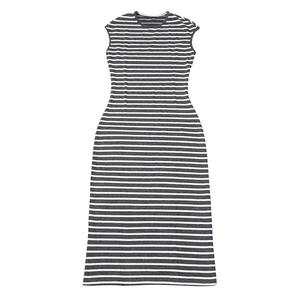 Полосатое платье для женщин с круглым вырезом и короткими рукавами, облегающее, миди Inspire Chic