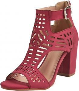 Женские сандалии BORAMAX с массивным каблуком, вырезами, ремешками и открытым носком, на блочном каблуке, с пряжкой, праздничные, нарядные ботильоны-туфли, A-Red