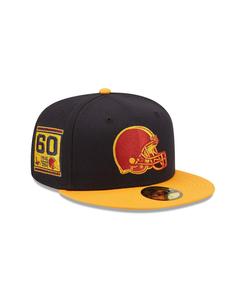 Мужская темно-синяя, золотистая приталенная шляпа Cleveland Browns 60th Anniversary 59FIFTY New Era