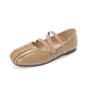 QITUMAUL Мэри Джейн туфли женские бежевые на платформе 1,5 см, цвет Khaki color [with a height increase of 1.5cm]