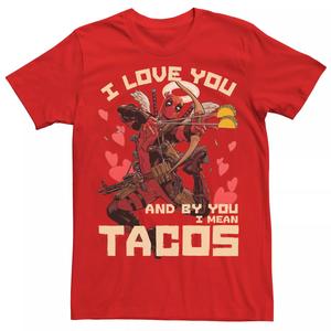 Мужская футболка «Дэдпул» с надписью «I Love Tacos» из комиксов Marvel Licensed Character