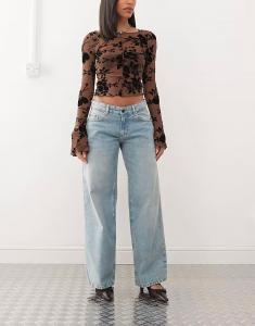 Джинсы Motel просторные, очень широкие, с низкой посадкой, сине-зеленого цвета