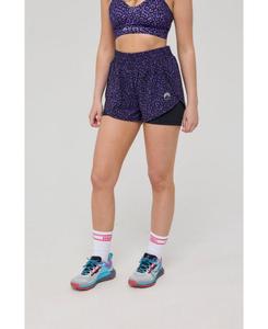 Женские беговые шорты Elite 2 в 1 - фиолетовый леопардовый принт OOSC, Purple leopard