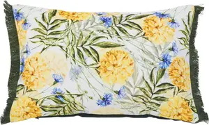 Done. декоративная подушка "Васильки Бахрома", принт, молния, чехол без наполнения, 1 шт 40х60 см, темно-зеленый