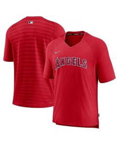 Мужская красная футболка Los Angeles Angels Authentic Collection Pregame Raglan Performance с v-образным вырезом Nike, красный