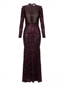 Декорированное платье макси с пайетками Elisabetta Franchi, красный