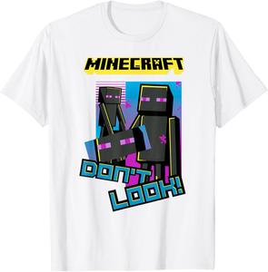Футболка с постером «Эндермен из Minecraft: Не смотри!», белый