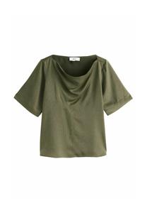 Блуза Next SHORT SLEEVE CRINKLE COWL NECK, Khaki Green/Green
