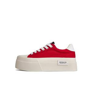 ARTICLE NO. Износостойкие и легкие низкие парусиновые туфли унисекс красного и белого цвета
