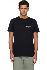 Винтажная гелевая футболка с логотипом Balmain, черный