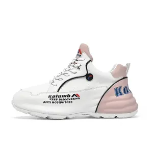 Амортизация, нескользящая, устойчивая к истиранию, термостойкая, низкие повседневные туфли women's Kolumb, белый/розовый