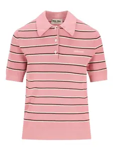 Поло в полоску Miu Miu, розовый