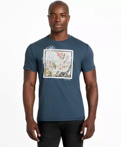 Мужская футболка с коротким рукавом и цветочным принтом Guess, синий