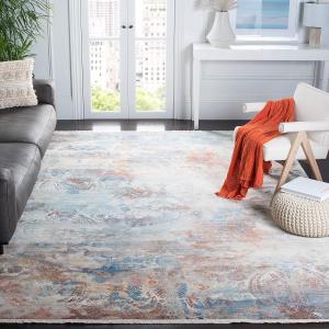 Ковер SAFAVIEH, 275 x 366 см, Persian Collection, Blue & Beige, современный абстрактный дизайн, не линяет и прост в уходе, идеален для помещений с высокой проходимостью в гостиной, спальне (VTP420B)