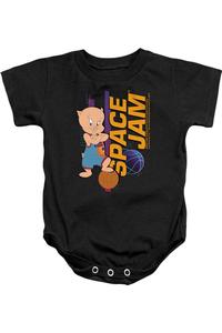 Детский комбинезон на кнопках "Поросенок Порки из "Космического джема 2"" Gildan, черный