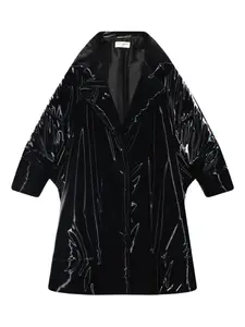 Лакированное пальто оверсайз Saint Laurent, черный