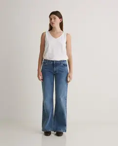 Женские прямые джинсы с застежкой на пуговицу и молнию Yerse, синий