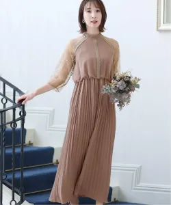 Платье с плиссировкой и лентой на шее, свадебное платье, платье для вечеринки-встречи, приглашение Pourvous, цвет Light Beige