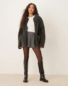 Толстовка из флиса с воротником и застежкой-молнией ASOS DESIGN, антрацитового цвета