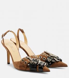 Пряжка-ремень 95 suede slingback pumps Mach & Mach, Brown/Black