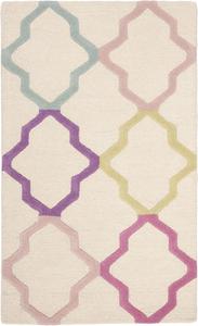 Ковер SAFAVIEH, 77 x 122 см, Kids Collection, Ivory & Multi, ручной работы из шерсти Trellis, идеален для помещений с высокой проходимостью: игровая комната, детская, спальня (SFK102A)