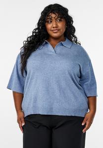 Топ Zizzi MIT KRAGEN UND, Infinity Mel/Mottled Light Blue