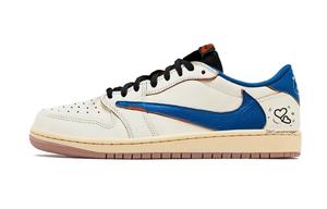 Трэвис Скотт X Air 1 винтажные баскетбольные кроссовки унисекс лоу-топ Black Jordan, синий