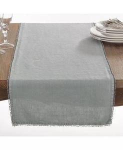 Дизайнерская льняная дорожка для столовой с помпоном Saro Lifestyle, серый